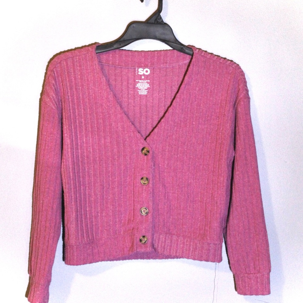 SO Women's Ribbed Mauve Cardigan